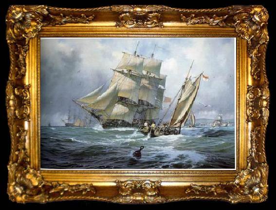 framed  unknow artist Seascape, boats, ships and warships.101, ta009-2